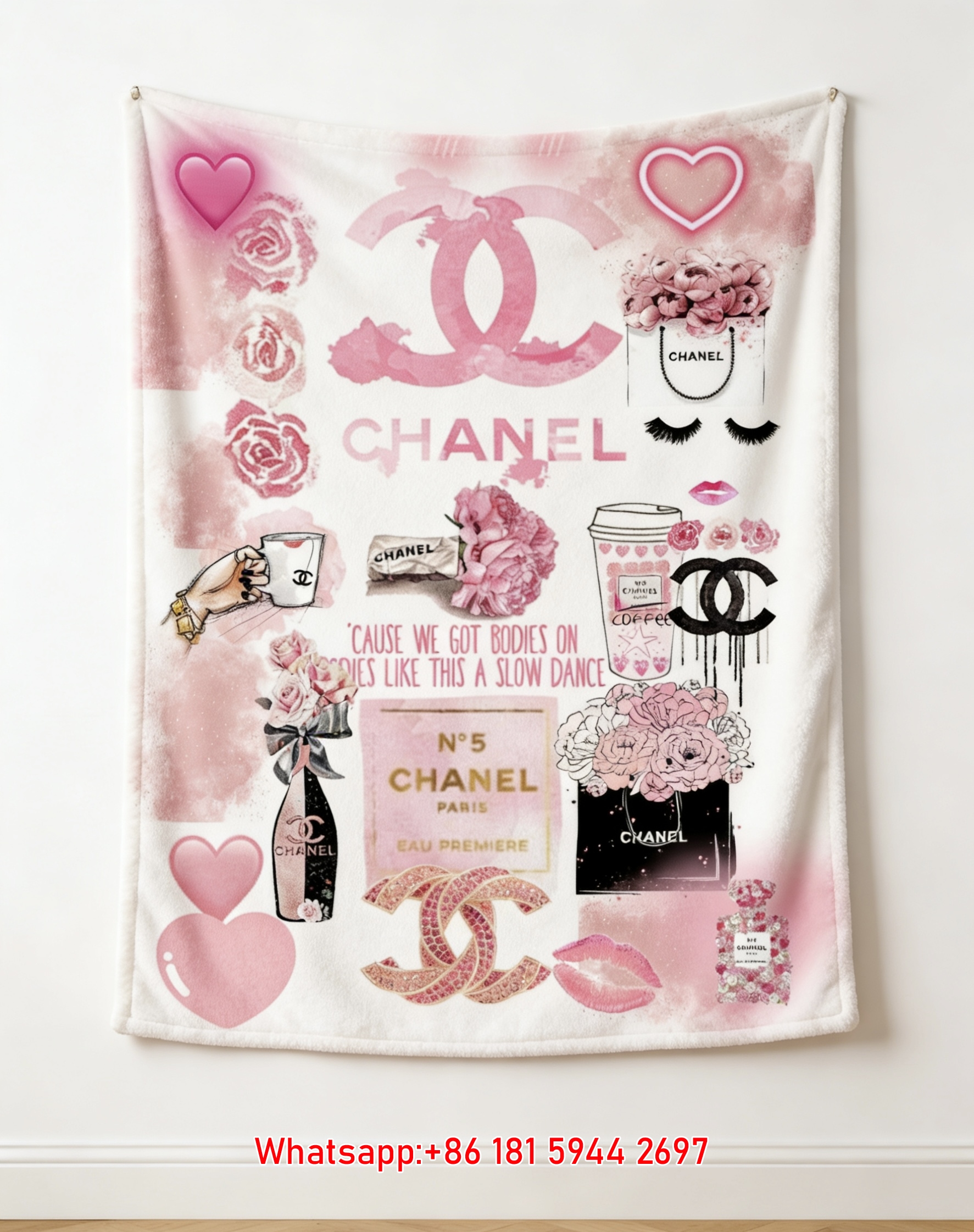 Chanel Pink Monogram Flannel Throw Blanket IMG_7305